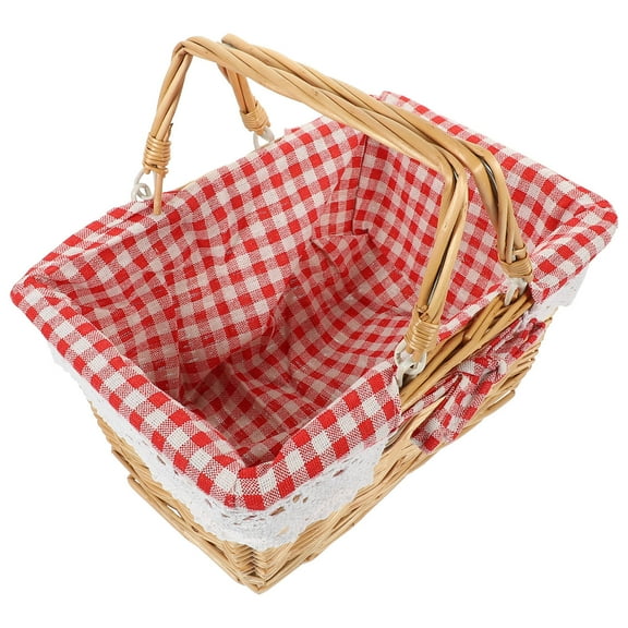 VERDANVERSE Wicker Basket Red For Outdoor Picnic 1Set 12.6X8.7X6.3In