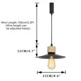 thumbnail image 3 of KAYYELAMP Adjusted Cable J-Type Track Lamp Wooden Base Black Shade Vintage Design Pendant Lighting for Kitchen Dining Room(No Bulb, Track), 3 of 7