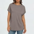 thumbnail image 5 of ZZwxWA Fashion Casual Women Solid Short Sleeve Sleeve Blouse V-Neck Loose Tops, 5 of 5