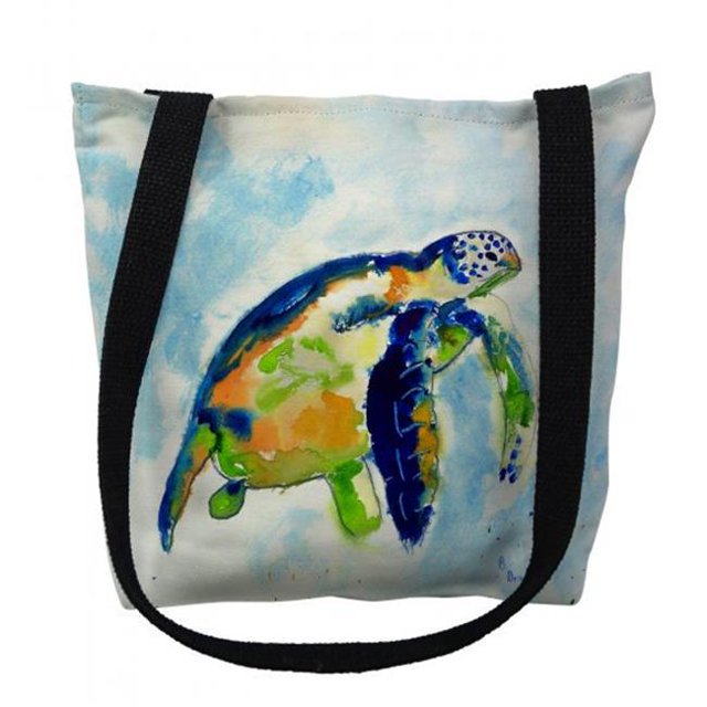 Betsy Drake TY134M 16 x 16 in. Blue Sea Turtle Tote Bag - Medium