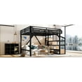 thumbnail image 6 of Queen Loft Bed with Storage Stairs, Shelves and Built-in Wardrobe, Metal Loft Bed Frame with USB Ports and LED Lights, Noise-reduced Design, Natural Wood, 6 of 18