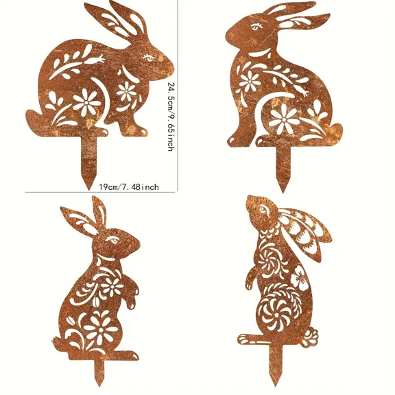 Rustic Metal Rabbit Garden Stake: Charming Rusty Finish for Outdoor Decor, Perfect for Your Backyard, Patio, or Farm!