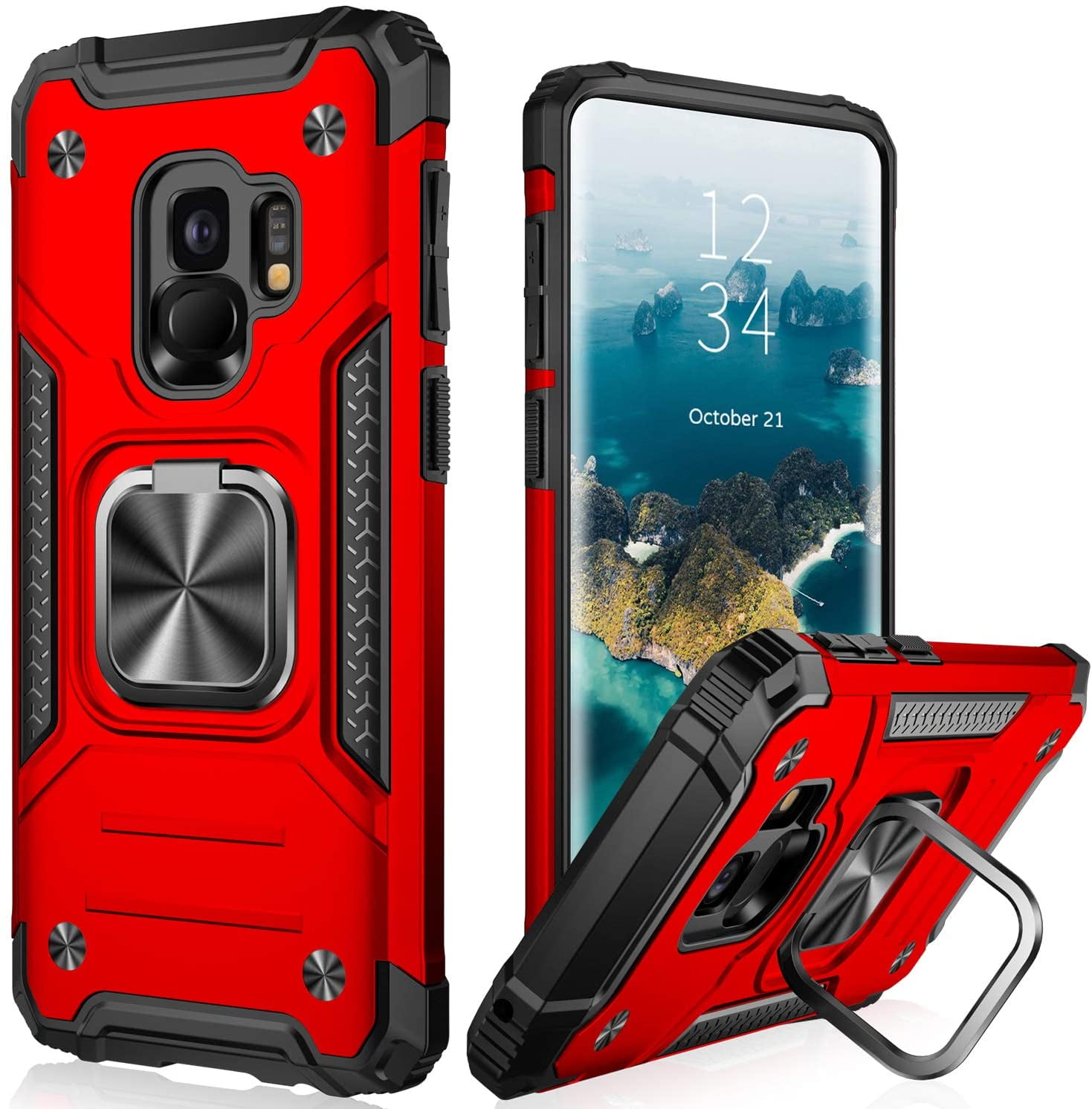 Elastisch viering verkiezing SAYTAY Galaxy S9 Case,Samsung S9 Cover Dual Layer Soft Flexible TPU and  Hard PC Anti-Slip Full-Body Rugged Protective Phone Case with Magnetic  Kickstand for Samsung Galaxy S9 - Walmart.com