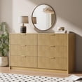 thumbnail image 4 of FURNIWAY Natural 6 Drawer Dresser for Bedroom, 55 Inch Wide Modern Chest of Drawers with Fluted Wood Front and Gold Metal Handles for Living Room Hallway, 4 of 7