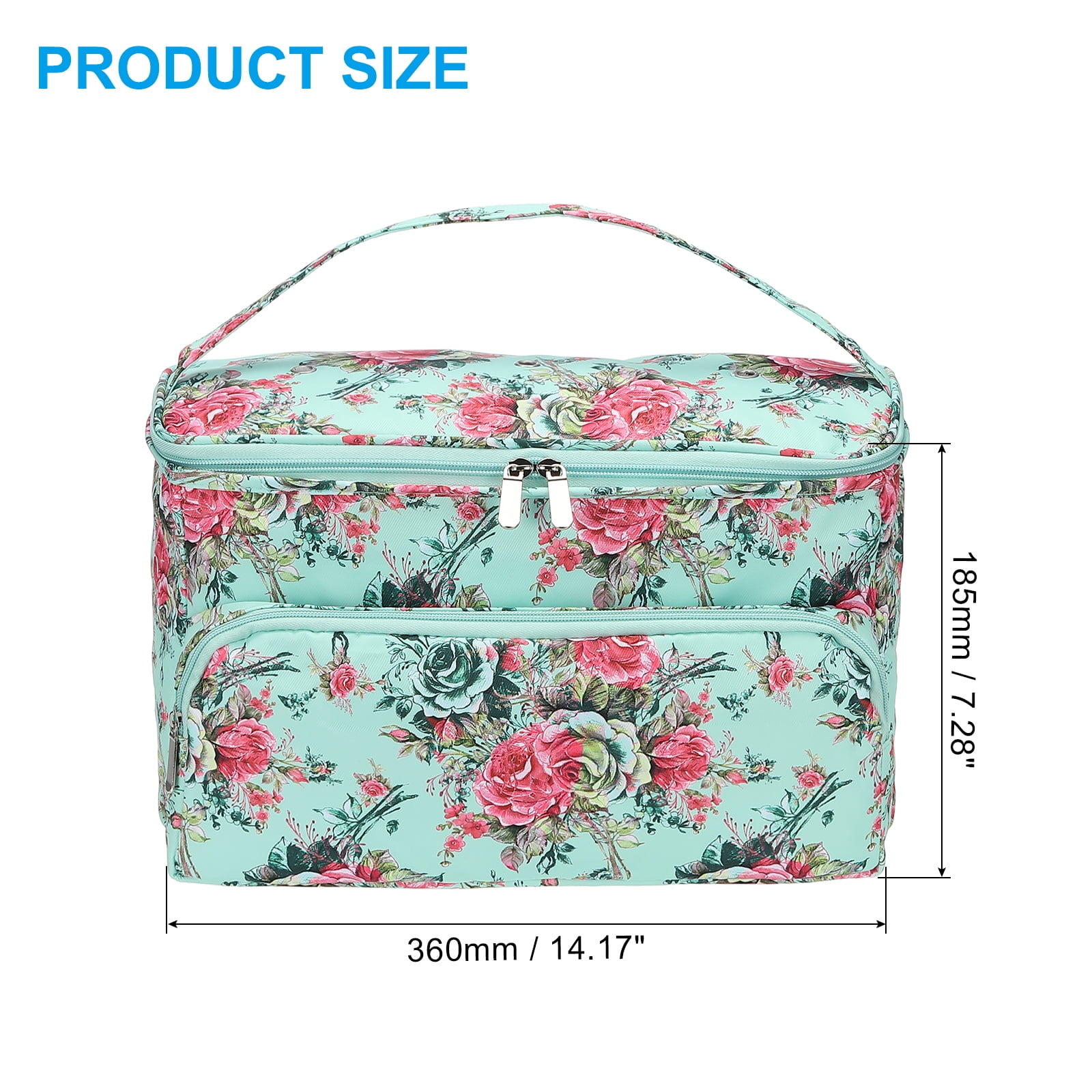 Uxcell Knitting Bag for Yarn Storage, Large Size Crochet Organizer Strap Case Holder with Pocket, Green