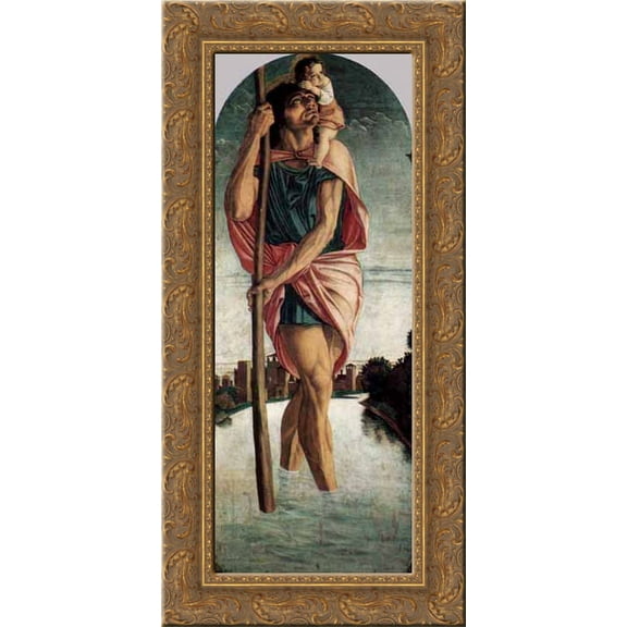 Polyptych of San Vincenzo Ferreri 15x24 Gold Ornate Wood Framed Canvas Art by Bellini, Giovanni