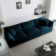 thumbnail image 2 of Blue Chenille 3 For Living Room. Mid-century Modern Design, Solid Wood Frame, Sponge, Relaxing Seating Option Room Couch. Chenille, Seat, 2 of 5