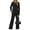 Black, variant on Fantaslook Two Piece Sets for Women Fall Travel Vacation Outfits Pleated Long Sleeve Lounge Sets Wide Leg Pants
