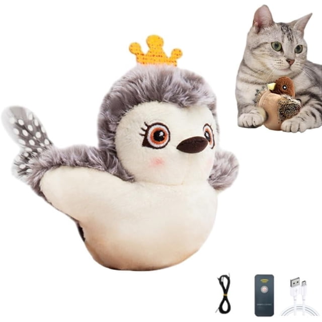 Petsboro Featherfun Flyer, juguetes interactivos para gatos, juguete de pájaro cantor simulado, juguete para gatos adultos aburridos de interior, sonido táctil, 7 tipos de sonidos (C*1 ud.)