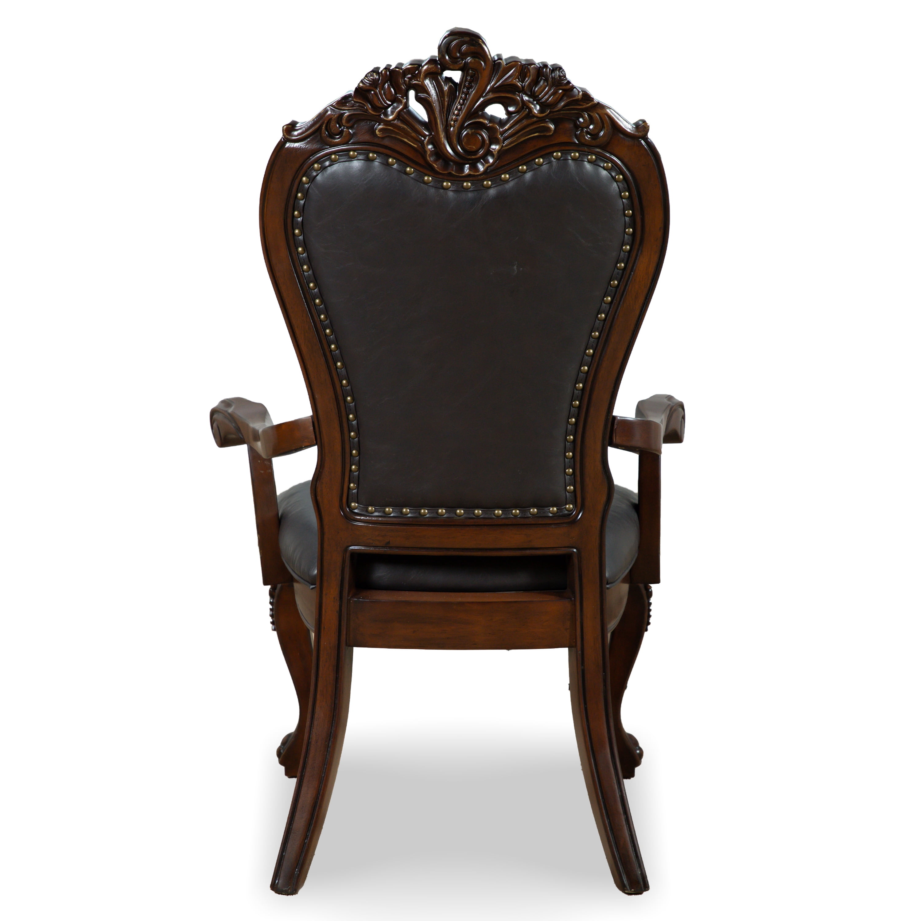Furniture of America Alernit Traditional Nailhead Trim Dining Arm Chairs, Dark Cherry (Set of 2)