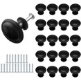 thumbnail image 1 of 20 Pièces Noir Mat Tiroir de Porte Poignée, Poignées de Tiroir, Boutons de Tiroir, Poignées de Meubles, 27mm Bouton de Meubles, Unique Trou Rond Boutons de Tiroir, pour Placard Armoire Cuisine, 1 of 5