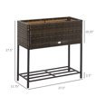 thumbnail image 2 of Raised Garden Bed, Elevated Planter Box with Rattan Wicker Look, Tool Storage Shelf, Portable Design for Poolside, Park, Garden, Patio, Balcony, Backyard, Brown, 2 of 5