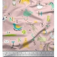 thumbnail image 1 of Soimoi Satin Silk Fabric Alphabets,Birds & Animals Kids Print Fabric by the Yard 42 Inch Wide, 1 of 1