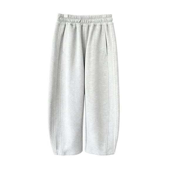 Baggy Barrel Sweatpants Wide Leg Pants for Teen Girls Open Bottom Casual Sweat Pants Elastic Waist Lace Trim Y2K Streetwear