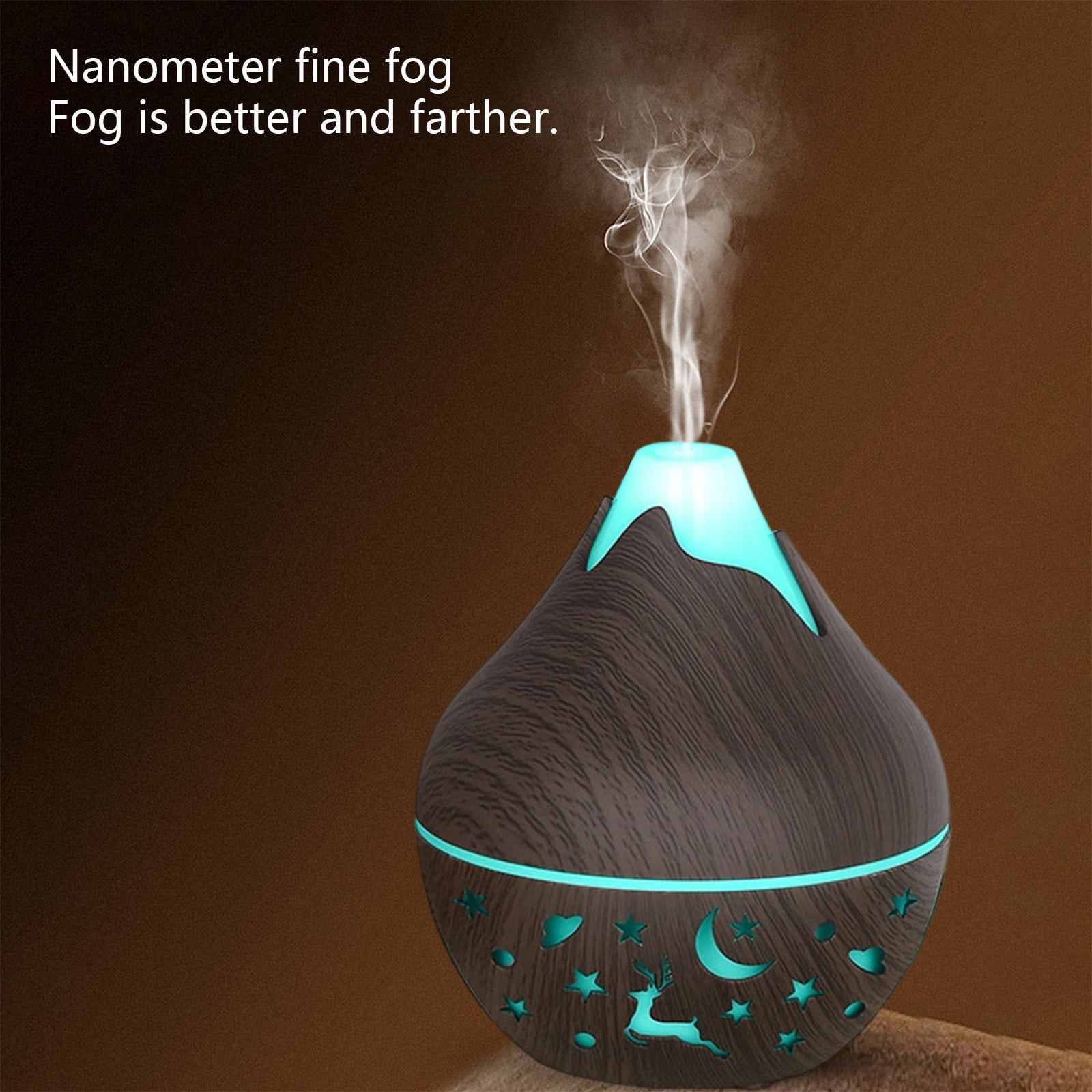 HengDidi Mini Wood Grain Humidifier with Color-Changing Night Light - USB Powered Aroma Diffuser for Oils - Silent Operation for Bedroom or Office - Portable Mist Device