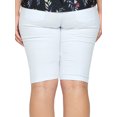 thumbnail image 3 of Women's Bermuda Stretchy Jean Shorts with 5 Pockets Cotton Blend Plus Size, White 3XL, 3 of 3