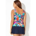 thumbnail image 5 of Swimsuits For All Women's Plus Size Classic Tankini Set With Skirt 22 Multi Tropical, Navy, 5 of 5