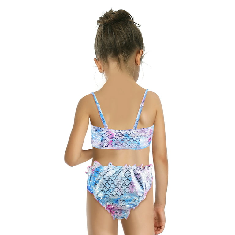 Girls Bikini Set 2-Piece Fish Scale Cute Fashion Tankini Swimwear Bathing  Suit