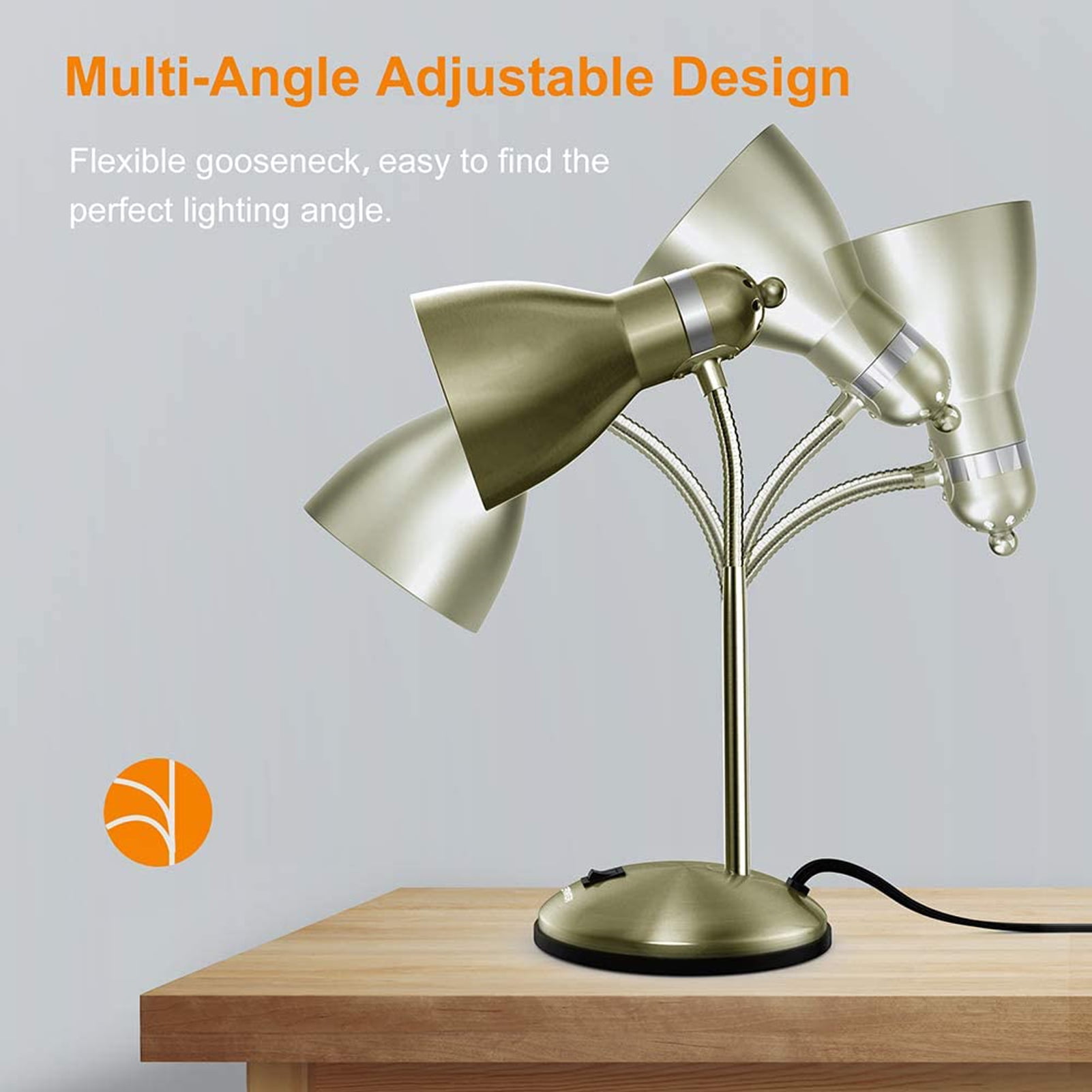 LEPOWER Metal Desk Lamp, Adjustable Gooseneck Table Lamp for Home, Office, Bedroom, Bronze