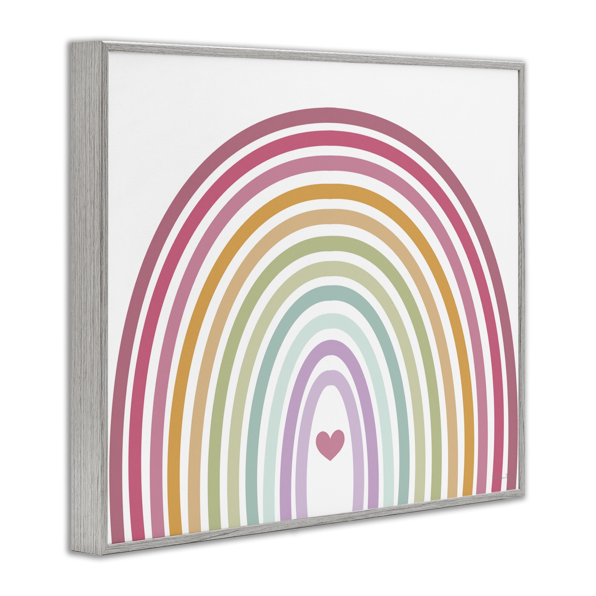 Stupell Industries Rainbow Love & Heart Gray Framed Giclee Art, design by Susan Ball