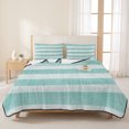 thumbnail image 3 of Queen Quilt Set 90''x96'', Aqua Striped Lightweight Summer Bedspread Coverlet Set with 2 Pillow Shams, Rustic Farmhouse Stripes Breathable All Season Quilt Bedding for Bedroom/Guest Room, 3 of 9
