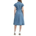 thumbnail image 3 of INSPIRE CHIC Women's Denim Casual Button Down Short Sleeves Belted Midi Dress XS Light Blue, 3 of 6