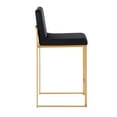 thumbnail image 5 of Fuji Contemporary High Back Counter Stool In Gold Steel And Black Velvet - Set Of 2, 5 of 7