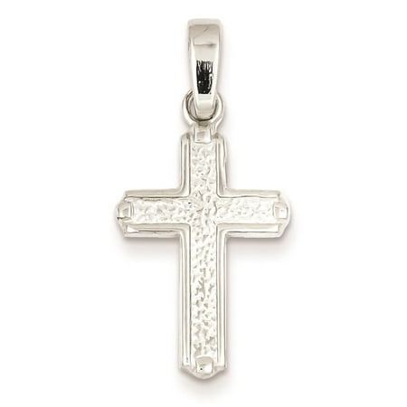 925 Sterling Silver Polished Cross Flat-back 22mm x 14mm Pendant