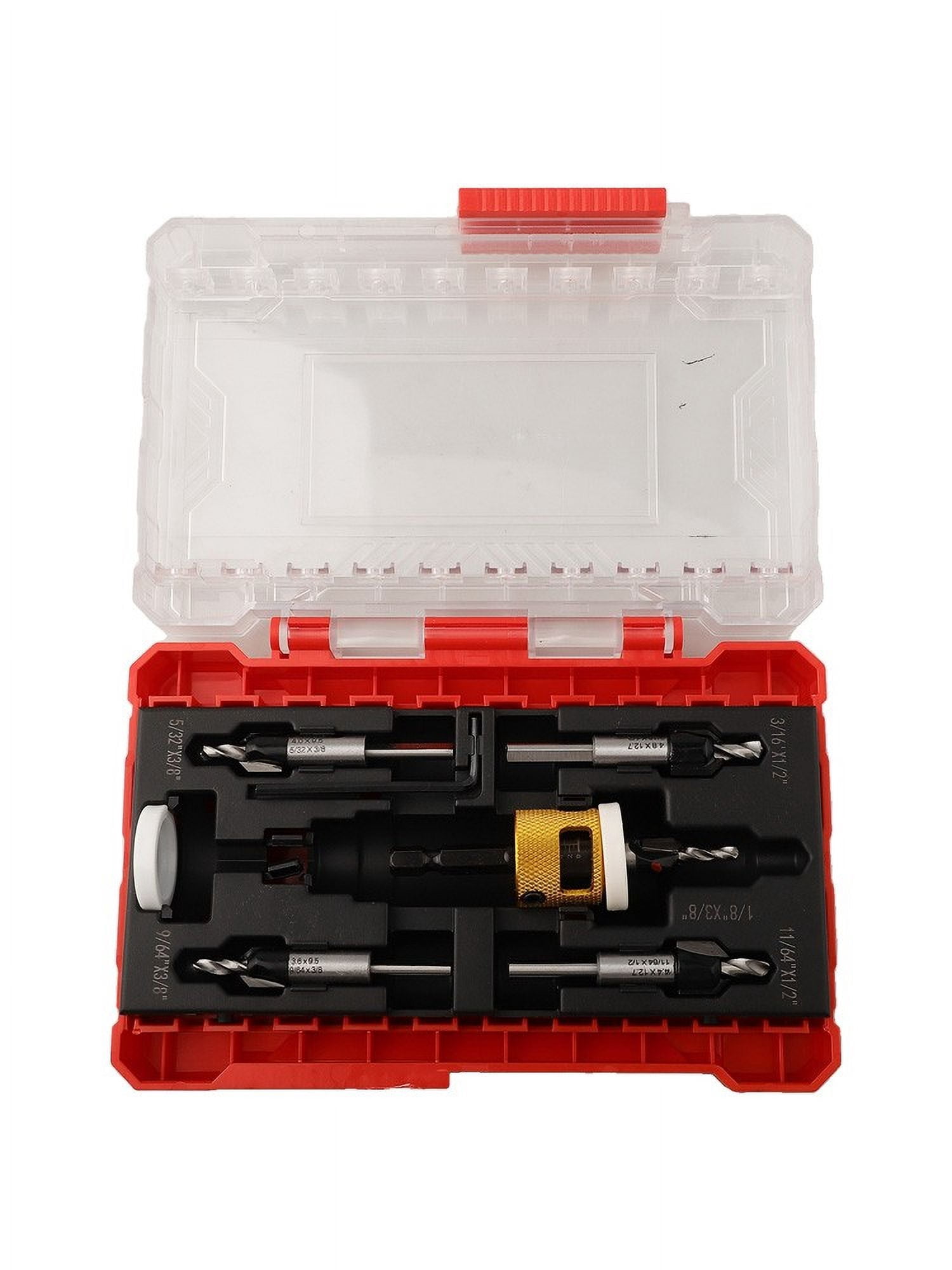 5 Pcs Countersink Drill Bit Set Replaceable With Adjustable Depth Stop Plastic Hand Tools Power Tools Accessories