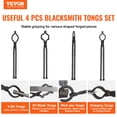 thumbnail image 2 of VEVOR Blacksmith Tongs,18” 4 PCS, V-Bit Bolt Tongs, Wolf Jaw Tongs,Z V-Bit Tongs and Gripping Tongs, Carbon Steel Forge Tongs with A3 Steel Rivets, for Beginner and Seasoned Blacksmiths, Bladesmiths, 2 of 9