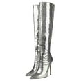 thumbnail image 5 of Women's Metallic Over The Knee Boots Pointed Toe High Heels Thigh High Stilettos Boots, 5 of 8
