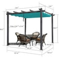 thumbnail image 2 of PURPLE LEAF 10' X 10' Outdoor Retractable Pergola with Sun Shade Canopy Patio Metal Shelter for Porch Garden Pavilion Grill Gazebo Yard Modern Turquoise Blue Pergola, 2 of 8