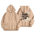 thumbnail image 6 of NinXxx Women's Letter Graphic Hoodie Drawstring Oversized Pocket Pullover Khaki L, 6 of 7
