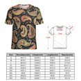 thumbnail image 2 of Intricate Paisley Pattern Rich Colors Dark Background Women's Short Sleeve Tops Casual Blouses T Shirt, 2 of 6