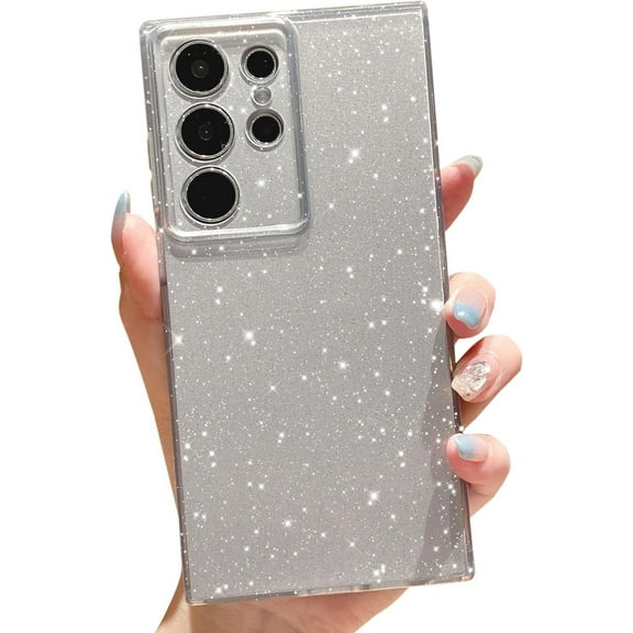 Compatible with Samsung Galaxy S22 Ultra Case Cute Glitter Neon Bumper, Slim Flexible Protective Sparkly Bling Phone Cover for Women Girls (Silver)