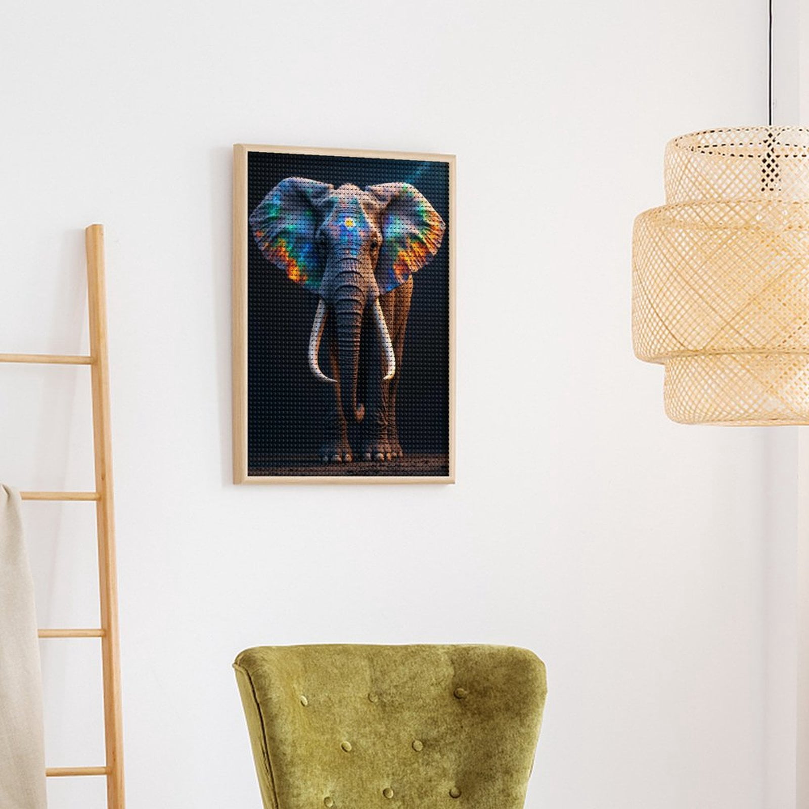 Diamond Art Kits for Adults - Colorful Elephant with Vibrant Ears 5d Diamond Painting for Adults, Diamond Art for Adults Beginners, Frameless Diamond Painting Kits for Adults for Home Wall Decor
