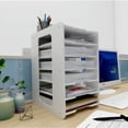 thumbnail image 4 of Organizador de papel para escritorio, estante de almacenamiento de escritorio de material no tóxico con PVC ecológico, diseño de almacenamiento jerárquico, ensamblaje sin herramientas, configuración, 4 of 5