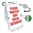 thumbnail image 2 of Please Practice Safe Social Distancing (24" X 36") Deluxe A-Frame Signicade, Includes 2 Removable Panels & Stand, 2 of 4