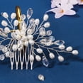 thumbnail image 4 of Accesorios para el cabello de boda con flores Peineta de boda con perlas para mujeres y niñas, 4 of 5