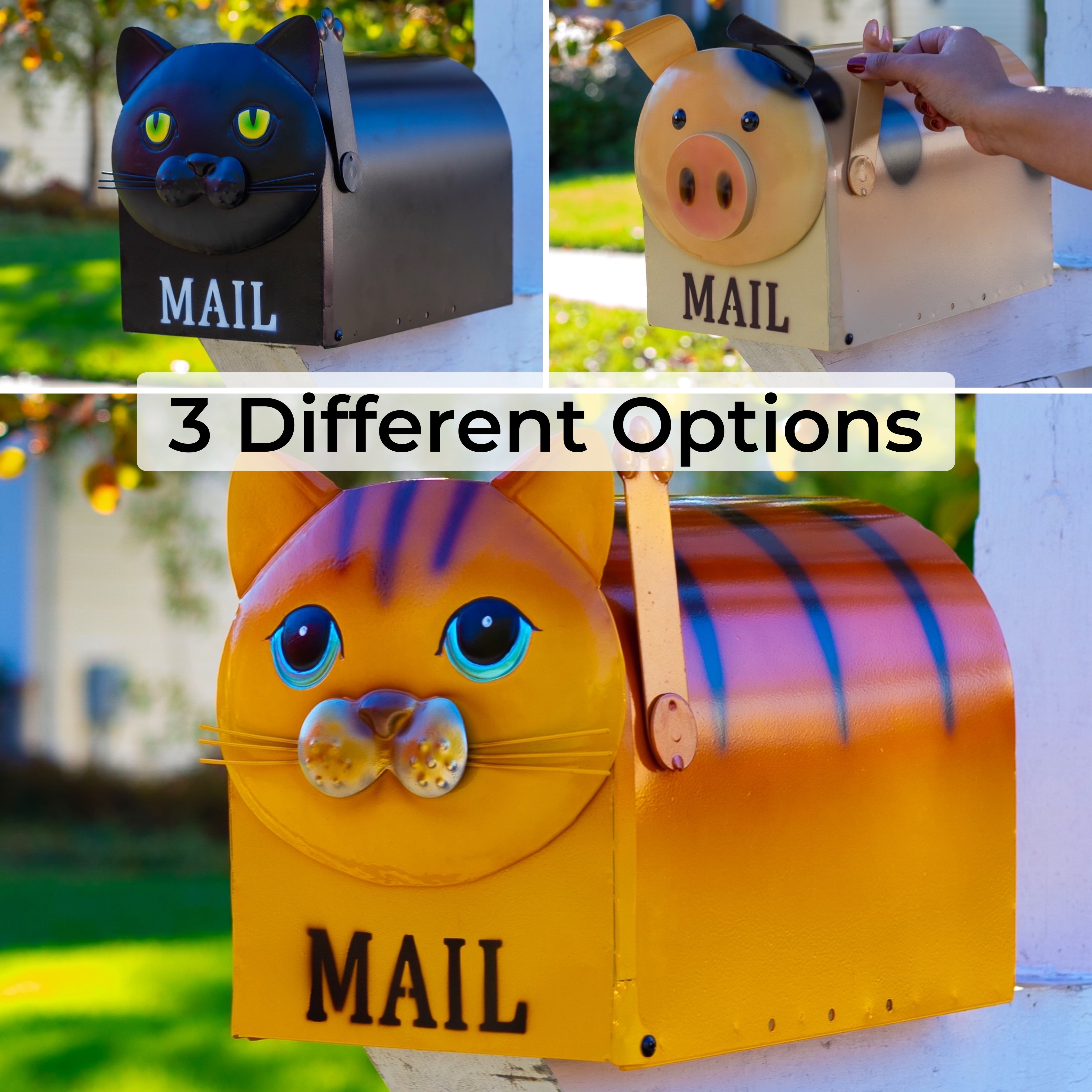 Made Easy Kit Metal Mailbox Animal Design - Fast Straight Forward Post Mounting Bracket Install - Durable All Weather Rust Resistant - Letters, Mail, Small Packages
