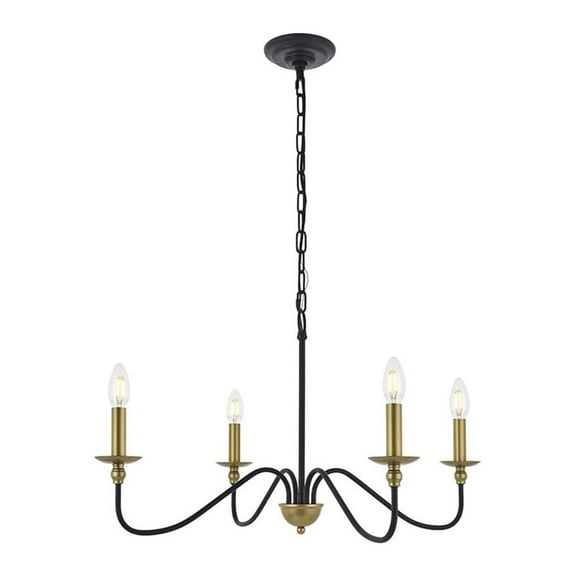 Indoor Modern Home Decorative Bright Ceiling Rohan 4 Light Matte Black and Brass Pendant