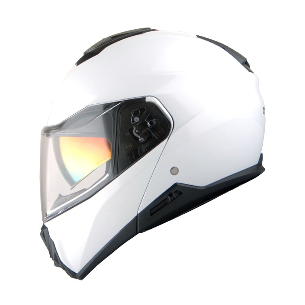 Martian Motorcycle Modular Full Face Helmet Flip up Dual Visor Sun Shield: HG362 Glossy White
