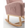 thumbnail image 4 of Modern Accent Rocking Chair, Upholstered Rocking Glider Chair with Side Pockets for Nursery, Comfy Modern Teddy Material Armchair for Living Room, Bedroom, Office, Pink, 4 of 7