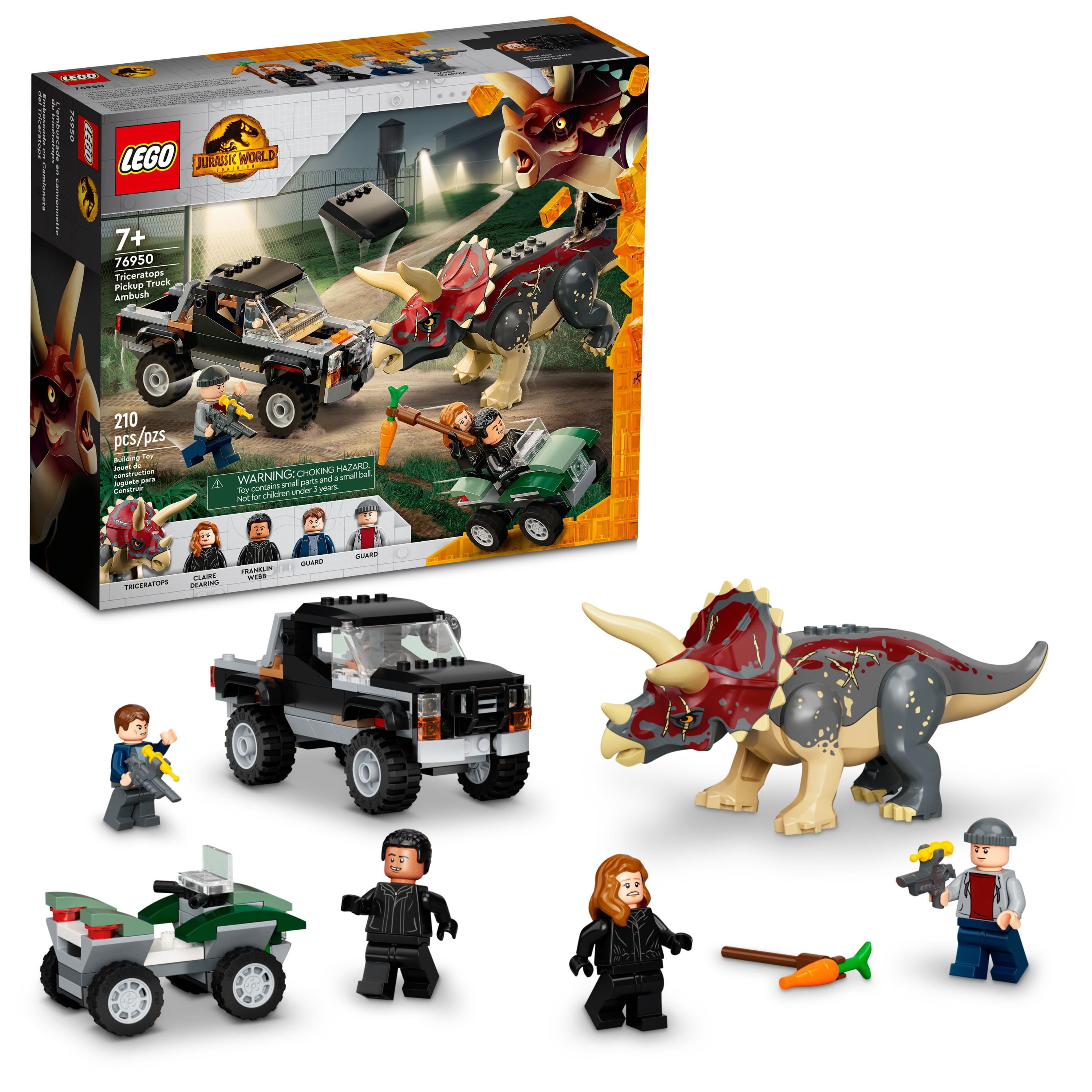 LEGO Jurassic World Dominion Triceratops Dinosaur Pickup Truck Ambush 76950 (210 Pieces)
