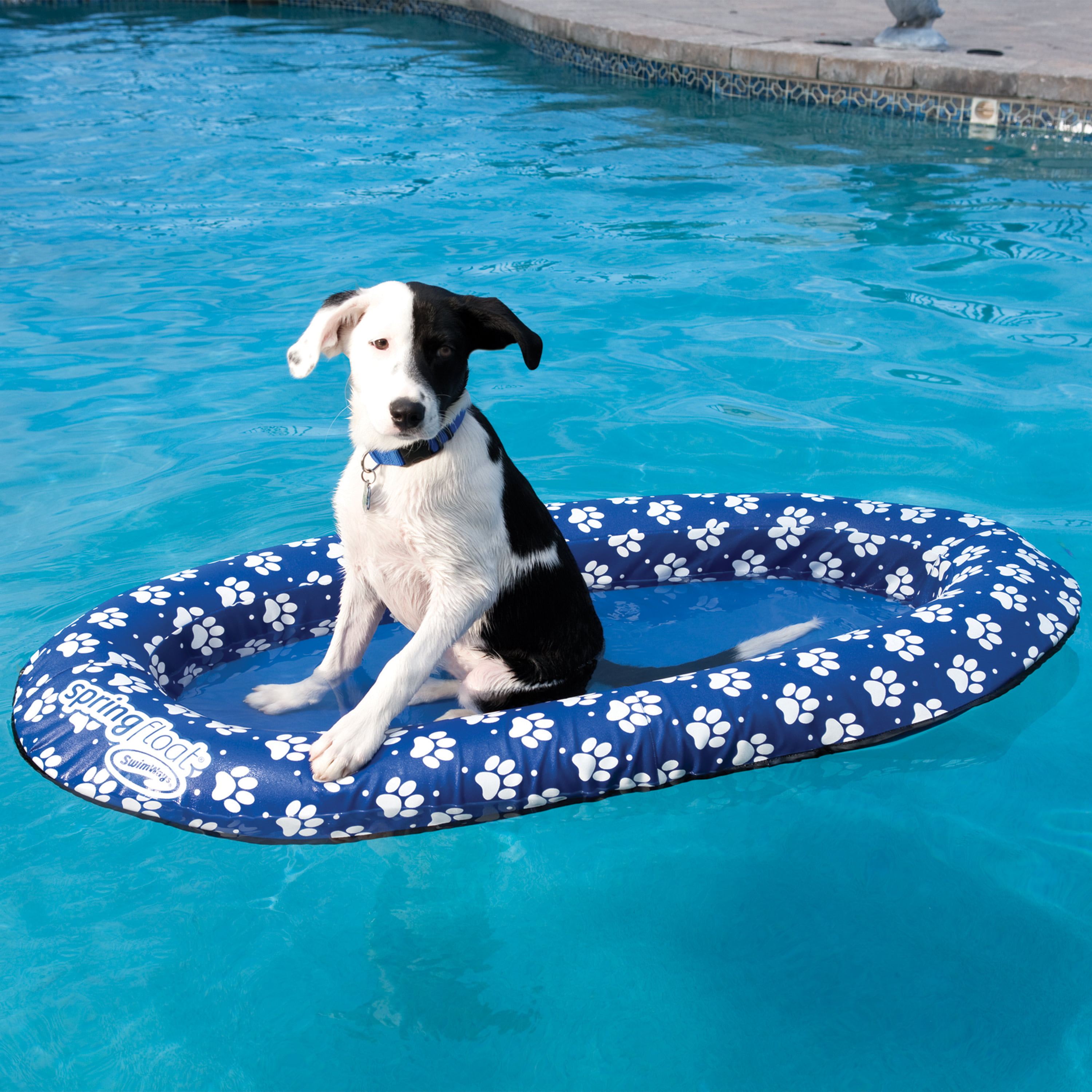 SwimWays Aquaria Solana Lounge Float Lounger for Swimming Pool Lounging Blue 