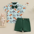 thumbnail image 5 of Douhoow Toddler Boys Easter Outfits 2T 3T 4T 5T Kid Summer Rabbit Print Bowtie Short Sleeve Shirts and Shorts, 5 of 8