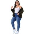 thumbnail image 3 of DARING DIVA Plus Size Sequin Sparkle Long Sleeve Front Zip Bomber Jacket 4X Gold, 3 of 6