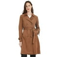 thumbnail image 2 of Giolshon Women's Faux Suede Trench Coat Classic Long Double Breasted Overcoat Belted Lapel Jacket Spring and Fall, 2 of 6