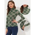 thumbnail image 2 of INSPIRE CHIC Chemisier à Col Roulé pour Femme à Manches Longues Ajusté à Carreaux Vert Gris m, 2 of 5