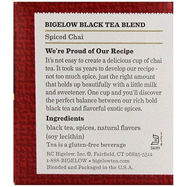 Bigelow Spiced Chai, Black Tea Bags, 20 Count